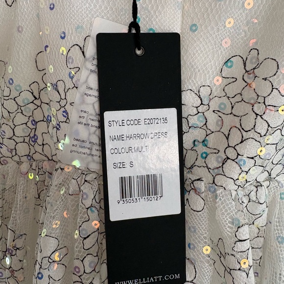 NWT ELLIAT Size S Harrow in Multi Color Sequin Floral Stitch Midi Dress - Picture 10 of 12